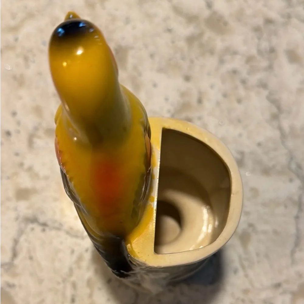Vintage Ceramic Yellow Bird Planter Bud Vase | Mid Century Modern, Kitsch. G13
